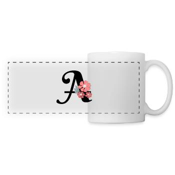 Lettre a fleurs minimalistes - Mug panoramique contrasté et blanc - blanc - Devant