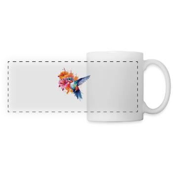 Adorable aquarelle d’un colibri - Mug panoramique contrasté et blanc - blanc - Devant