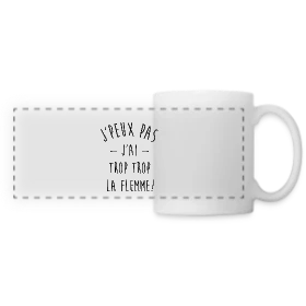 Maquette de Mug panoramique contrasté et blanc « T-shirt La Flemme Extrême : Vraiment Trop ! » à imprimer et personnaliser