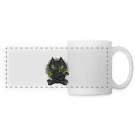 Maquette de Mug panoramique contrasté et blanc « Chat Têtu : Non, et c'est tout ! » à imprimer et personnaliser