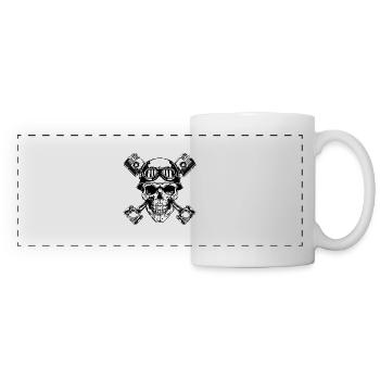 MotorSkull Moto design motard chopper - Mug panoramique contrasté et blanc - blanc - Devant