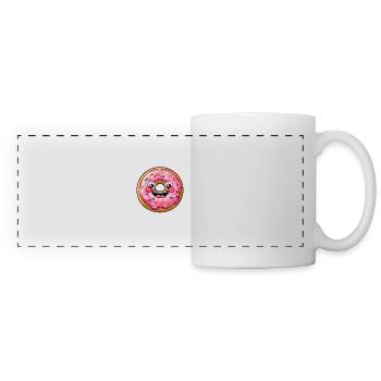 Cute Donut Cartoon Comic with Face Kawaii Manga - Panoramic Mug - white - Front