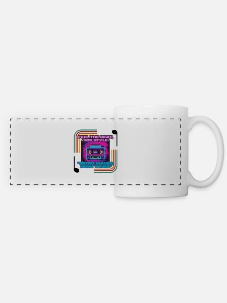 Musique rétro de style années 90 - Mug panoramique contrasté et blanc - blanc