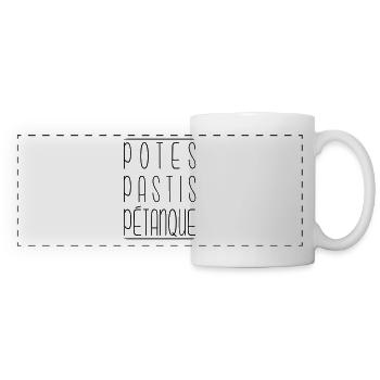 Potes pastis pétanque - Mug panoramique contrasté et blanc - blanc - Devant