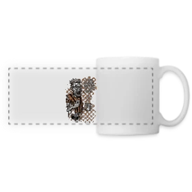 Maquette de Mug panoramique contrasté et blanc « Hipster Zombie : Le Style Avant l'Heure » à imprimer et personnaliser