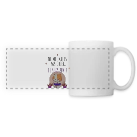 Maquette de Mug panoramique contrasté et blanc « Je suis zen, ne me faites pas chier ! » à imprimer et personnaliser