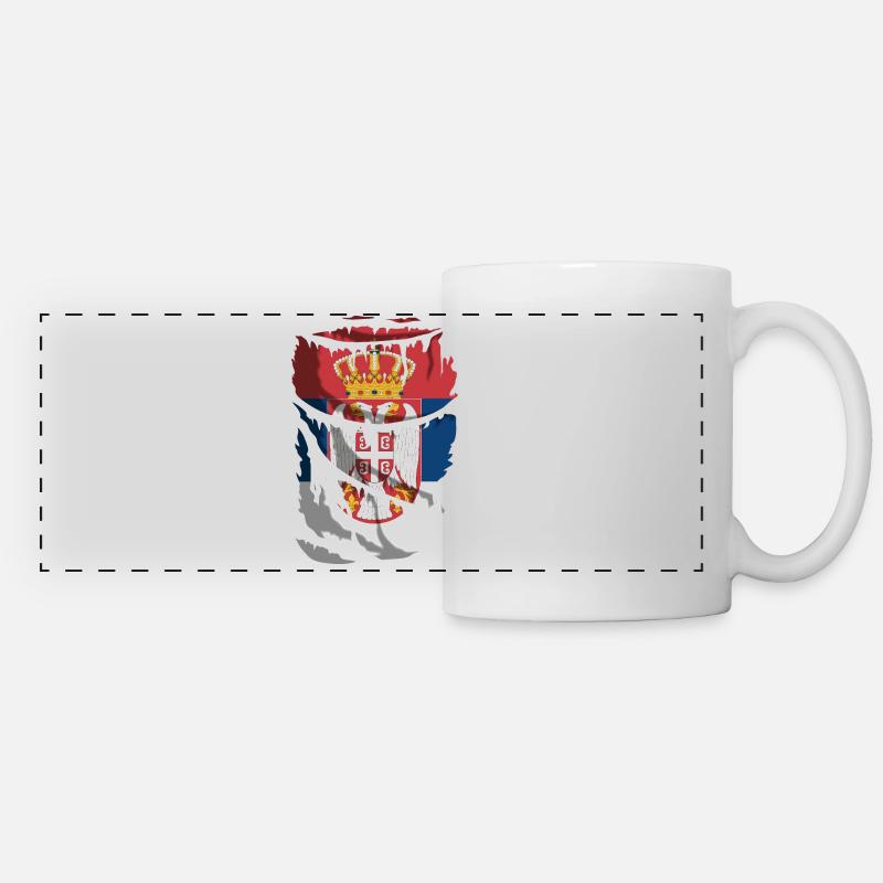 Flagge Serbiens, zerbrochener oder zerrissener Stoffeffekt - Panoramatasse - Weiß