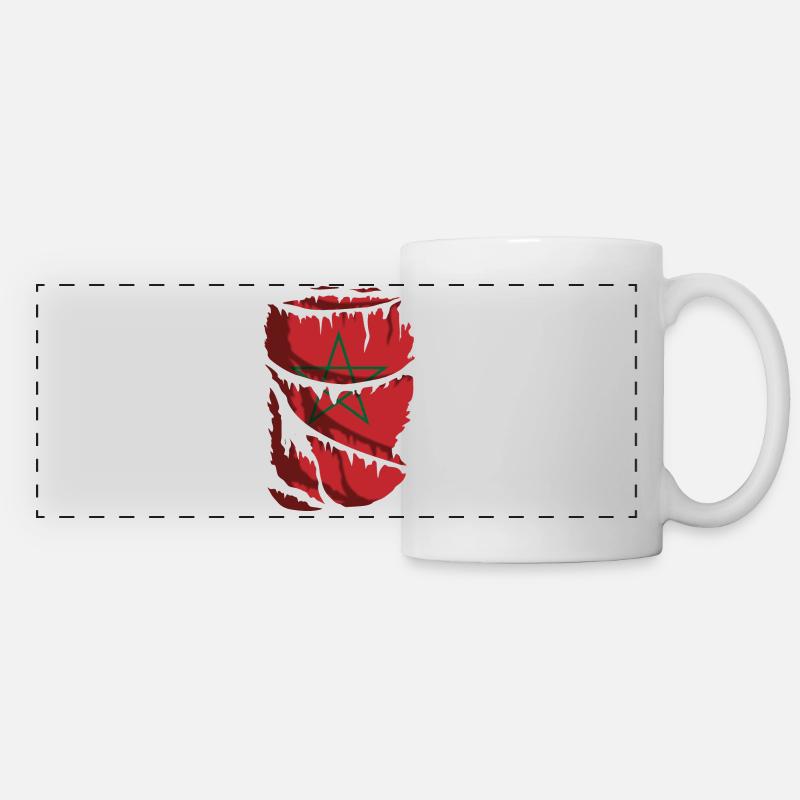 Drapeau du Maroc, effet tissu usé - Mug panoramique contrasté et blanc - blanc
