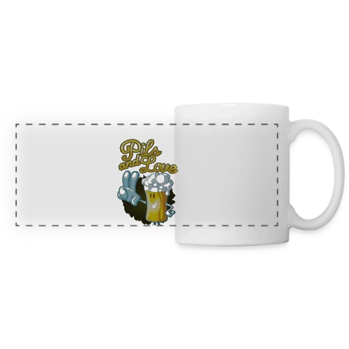 Pils & Love : La Bière et l'Amour en Version Cartoon - Mug panoramique contrasté et blanc