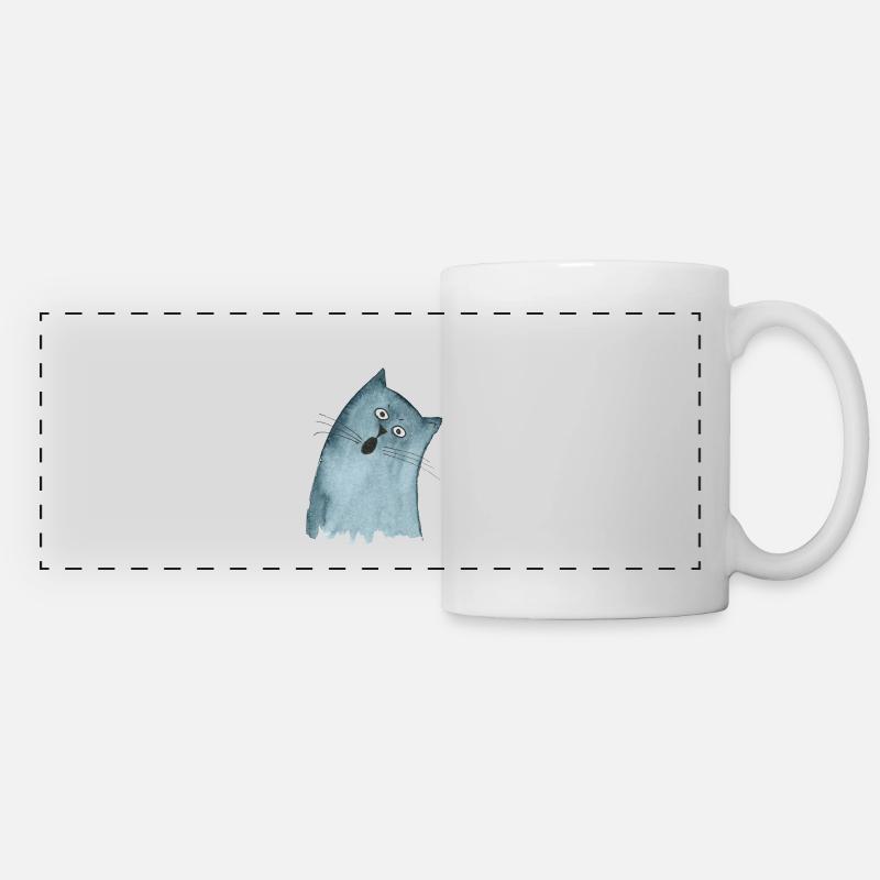 Cat grey - Panoramic Mug - white