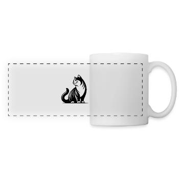 Purring cat with cute look - Panoramic Mug - white - Front