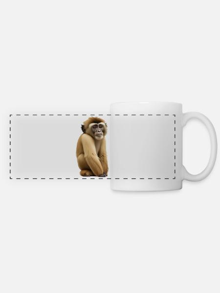 Gibbon Affe - Panoramatasse - Weiß