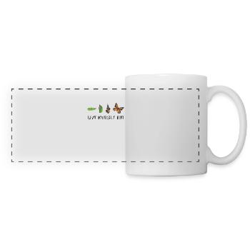 Chemise d'inspiration papillon chenille de motivation - Mug panoramique contrasté et blanc - blanc - Devant