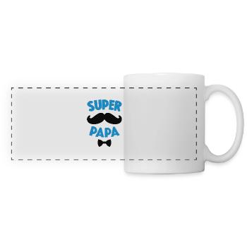 Super Papa Moustache Cadeau Fête Des Pères - Mug panoramique contrasté et blanc - blanc - Devant