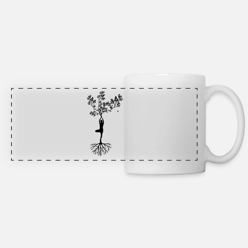 Silhouette nature and man - Panoramic Mug - white