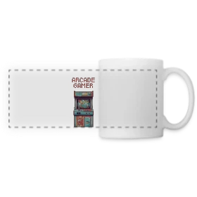 Maquette de Mug panoramique contrasté et blanc « Arcade Gamer Rétro : Le Culte des Salles Obscures » à imprimer et personnaliser