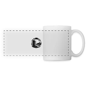 Motif d’art de yoga de pagode asiatique avec temple - Mug panoramique contrasté et blanc - blanc - Devant