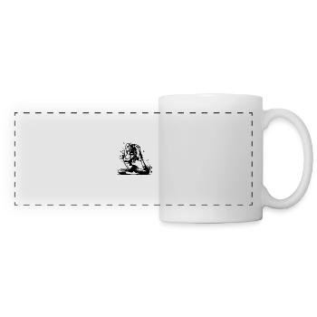 Yoga woman in deep concentration exercise - Panoramic Mug - white - Front