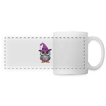 Owl witch with hat - Panoramic Mug - white - Front