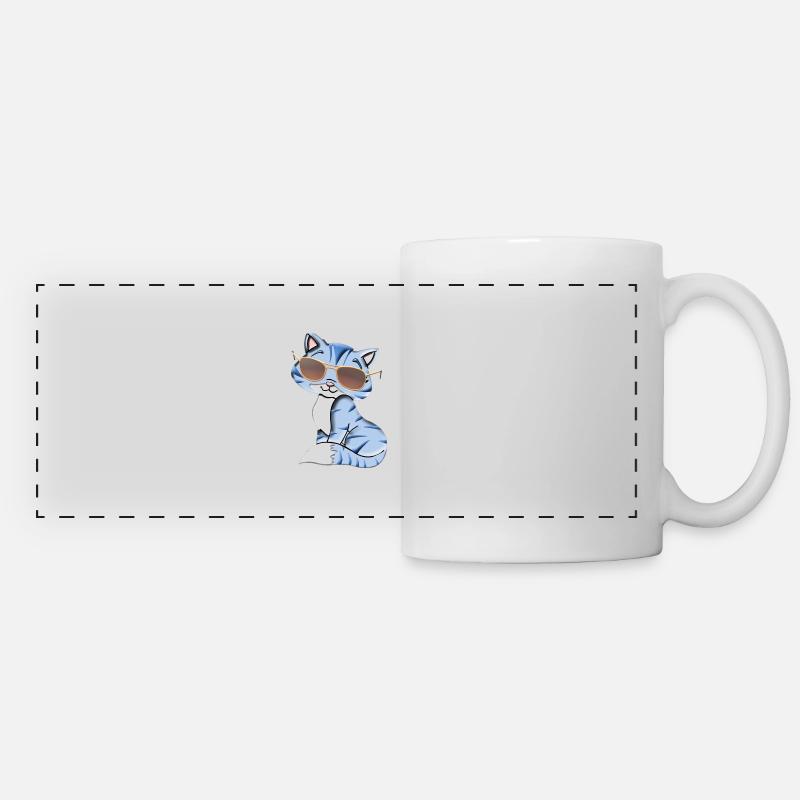 Chat cool - Mug panoramique contrasté et blanc - blanc