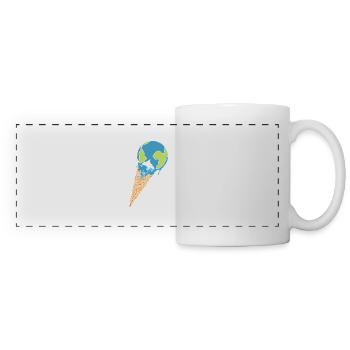 Schmelzende Erde als Eis in der Waffel - Panoramatasse - Weiß - Vorne