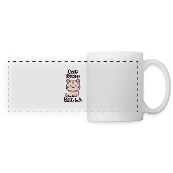 Bella Nom Prénom avec chat - Mug panoramique contrasté et blanc - blanc - Devant