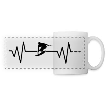 Heartbeat - surf, surf, mer, plage - Mug panoramique contrasté et blanc - blanc - Devant