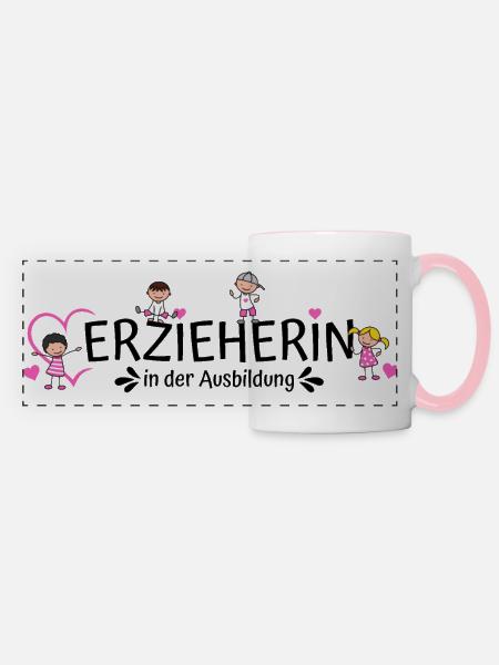 Erzieherin in der Ausbildung - Panoramatasse - Weiß/Pink