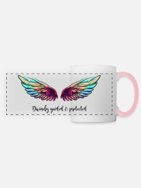 DIVINELY GUIDED & PROTECTED - Flügel - Panoramatasse - Weiß/Pink