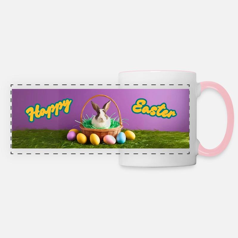 Happy Easter - Panoramic Mug - white/pink