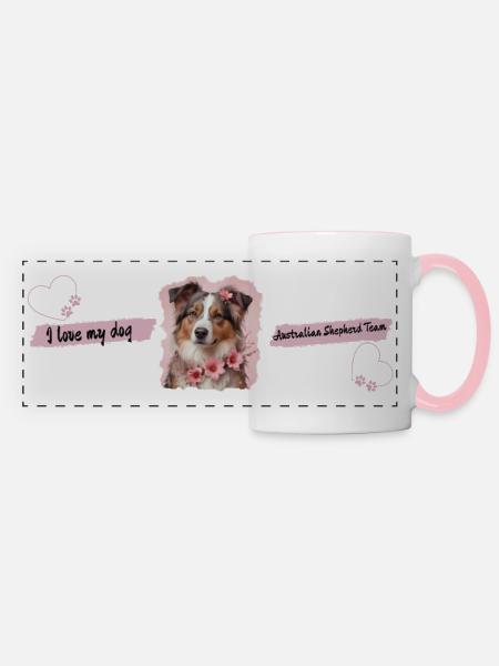 AUSTRALIAN SHEPHERD ROSA TASSE - Panoramatasse - Weiß/Pink