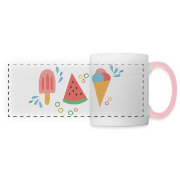 Crème glacée et pastèque pour le printemps et l’été - Mug panoramique contrasté et blanc - blanc/rose - Devant