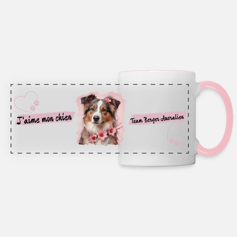 ROSA AUSTRALISCHER SCHÄFERHUND TASSE - Panoramatasse - Weiß/Pink