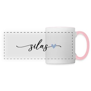 Silas Name Calligraphie Police - Mug panoramique contrasté et blanc - blanc/rose - Devant