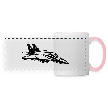 fighter jet - Panoramic Mug - white/pink - Front