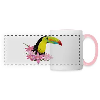 Green-billed toucan - Panoramic Mug - white/pink - Front