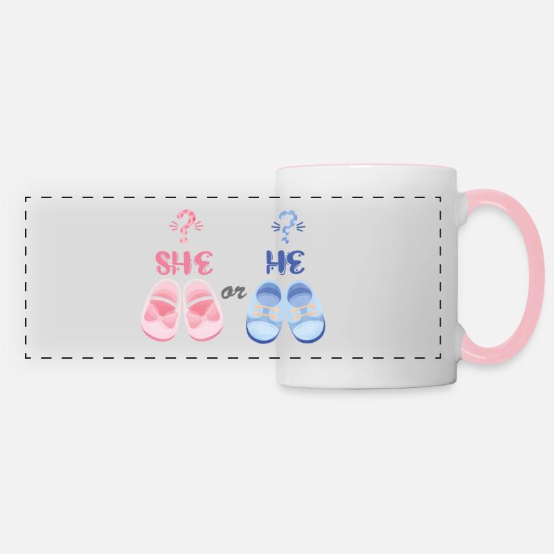Sie oder Er - Panoramatasse - Weiß/Pink