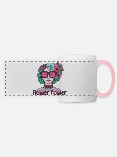 Flower Power Lady - Panoramatasse - Weiß/Pink