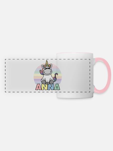 Anna Einhorn Name - Panoramatasse - Weiß/Pink