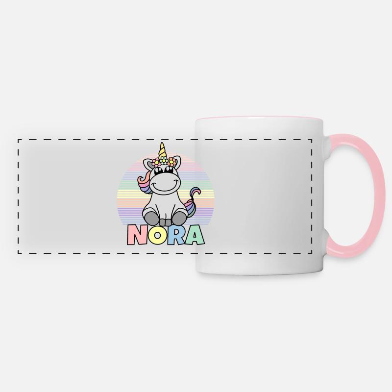 Nora Einhorn Name - Panoramatasse - Weiß/Pink