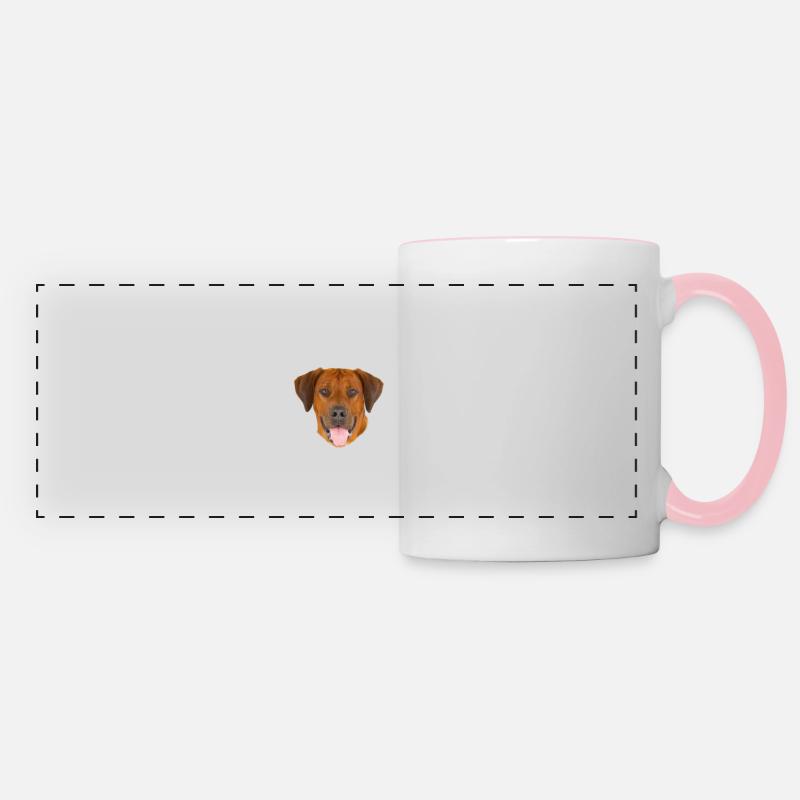 Vorsicht vor dem Herrchen - Rhodesian Ridgeback - Panoramatasse - Weiß/Pink