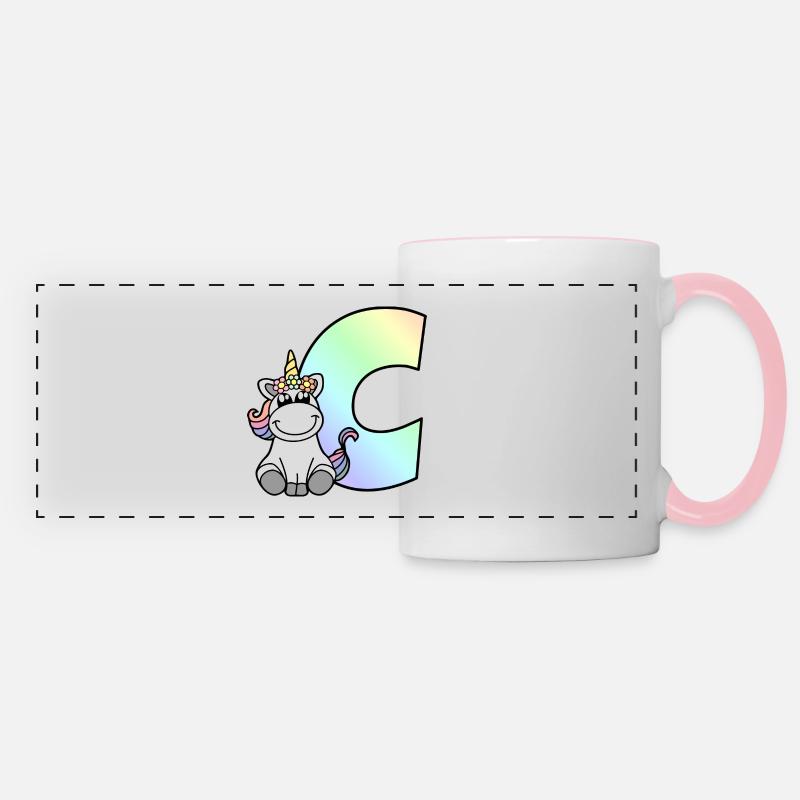 Einhorn Buchstabe C - Panoramatasse - Weiß/Pink