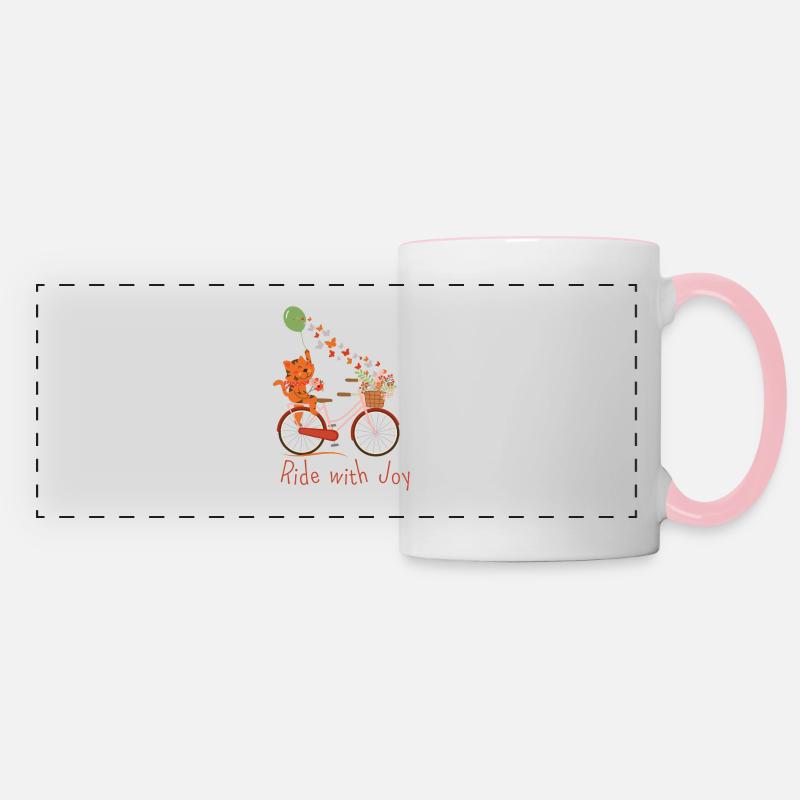 Ride with Joy with Cat - Mug panoramique contrasté et blanc - blanc/rose