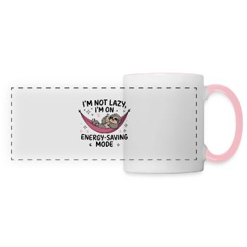 Lazy Sloth Energy Saving - Panoramic Mug - white/pink - Front
