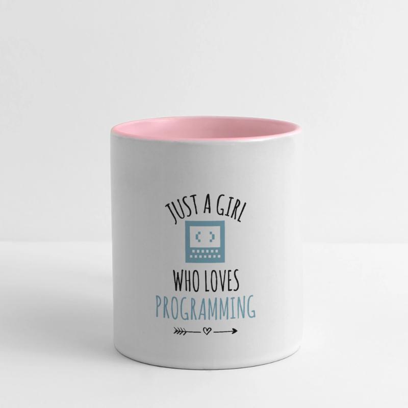 Programmeur programmation fille de codage Mug panoramique contrasté et blanc