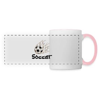 Fußball Tor Liebe WM Fan - Panoramatasse - Weiß/Pink - Vorne