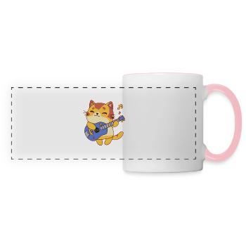 Gitarrist Katze - Panoramatasse - Weiß/Pink - Vorne