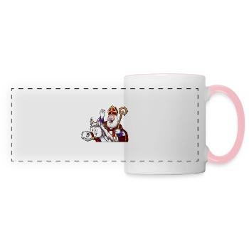 Saint Nicolas à cheval - Mug panoramique contrasté et blanc - blanc/rose - Devant