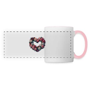 Couronne de rhododendrons - Mug panoramique contrasté et blanc - blanc/rose - Devant