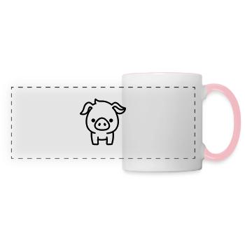 cochon - Mug panoramique contrasté et blanc - blanc/rose - Devant